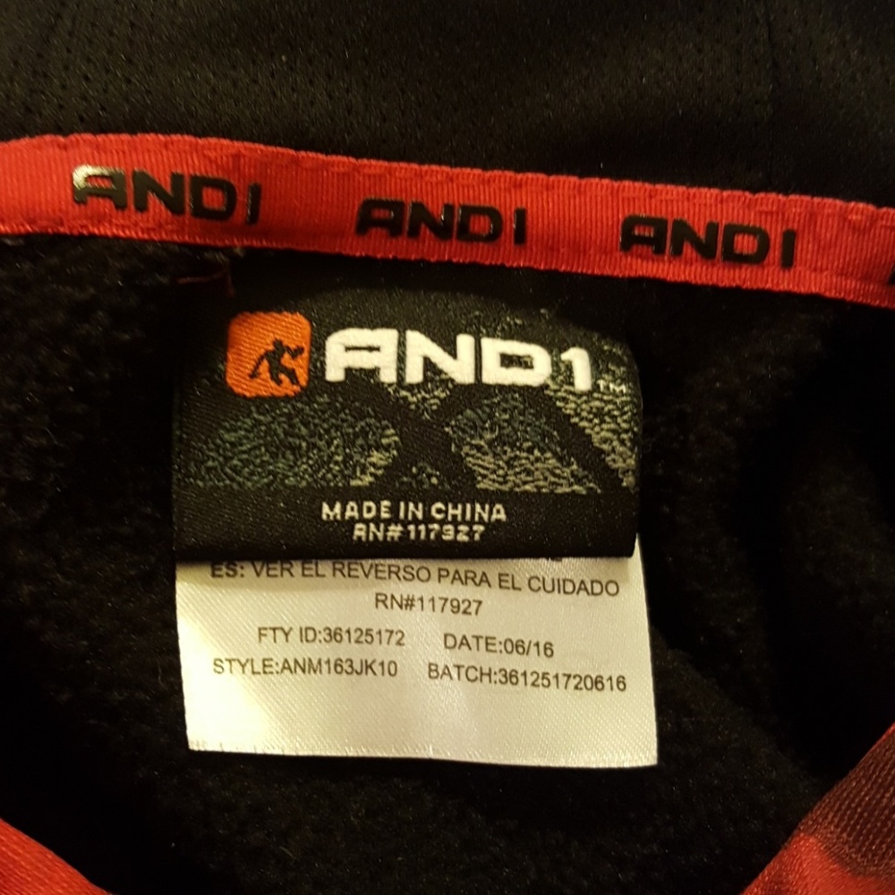 AND1 Mens Hoodie Sweatshirt Medium - Unisex - Picture 7 of 9